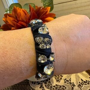 J Crew wrapped black ribbon bling bracelet